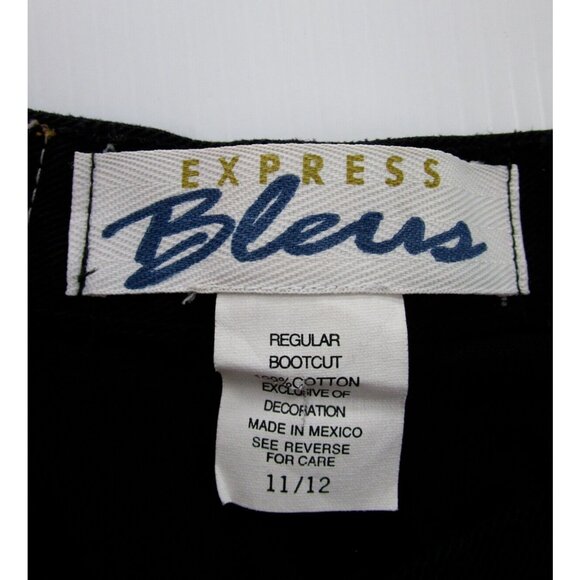 VINTAGE Express Jeans 12 Bleus Bootcut Denim Pants Beaded Hem  90s - Picture 10 of 11